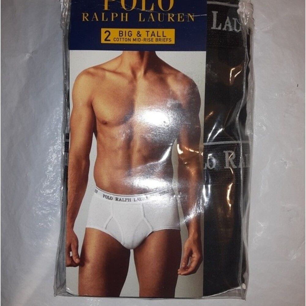 Polo Ralph Lauren 2-Pk Size 52 Waist Black Mid Rise Briefs NWT
